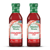 Walden Farms strawberry syrup front packaging showing 12 oz bottle and label benefit