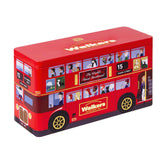 Walkers London bus tin front view showcasing collectible design and souvenir appeal