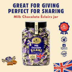 Walkers' Nonsuch close view of a milk chocolate toffee eclair highlighting glossy coating appeal