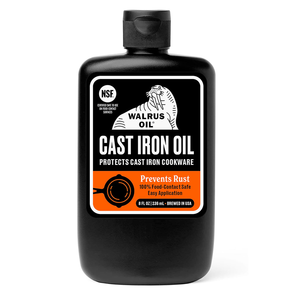 Walrus Oil front label on 8 oz bottle showing product and certification benefits