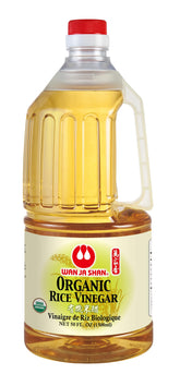 Wan Ja Shan front label showing organic rice vinegar and benefits