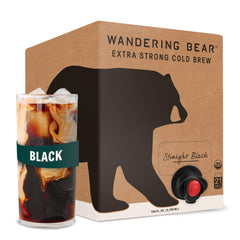 Wandering Bear front packaging showing ready-to-pour cold brew, convenient serving