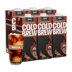 Wandering Bear front packaging showing mocha cold brew and serving suggestion