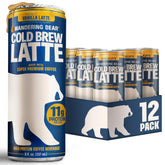 wandering bear front packaging shows vanilla canned latte and convenient portability