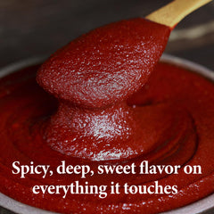 Wang gochujang on spoon highlighting rich color and concentrated flavor boost