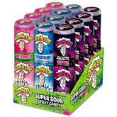 Warheads front packaging assorted sprays showing colorful bottles and benefits