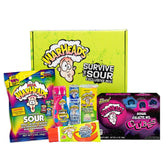 Warheads front packaging of Survive The Sour box showing variety and gift-ready look