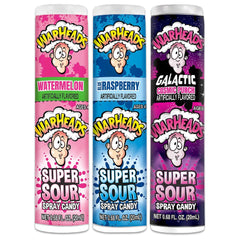 Warheads front packaging showing three spray bottles for quick sour treats