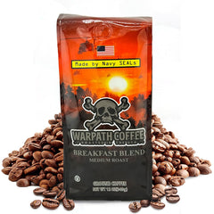 Warpath Coffee front packaging showing 12 oz bag and bold branding for fresh mornings