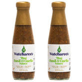 WATCHAREE'S front label bottle showing product name and clear basil imagery for recognition