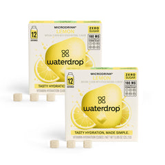 waterdrop MICRODRINK front packaging showing lemon cubes and 24 count convenience