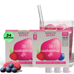 waterdrop MICRODRINK front packaging showing 24-count Berry cubes and benefits