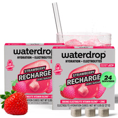 waterdrop MICRODRINK front pouch showing strawberry 2-pack and portability benefit