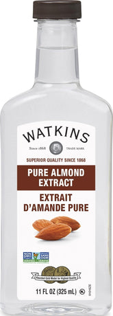 Watkins almond extract front bottle showing crisp branding and capacity benefit