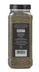 Close up of Watkins ground black pepper granules highlighting fresh aroma and texture
