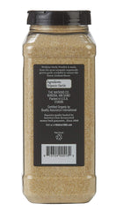 Close-up of Watkins garlic powder granules highlighting smooth texture and easy mixing