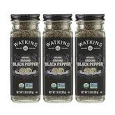 Watkins front packaging showing organic black pepper and clear jar benefit