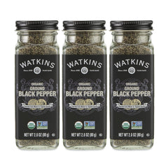 Watkins front packaging showing organic black pepper and clear jar benefit