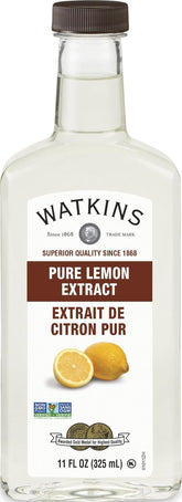 Watkins bottle front packaging showing pure lemon extract benefit of reliable flavor