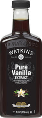 Watkins bottle front view showing pure vanilla extract and usage benefit