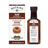 Watkins rum extract front packaging showing six bottles and clear branding for consistent flavor