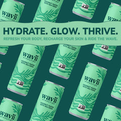 Wavii can held in hand to show 11 fl oz scale and grab-and-go convenience