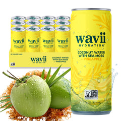 Wavii front can shot showing clean organic packaging and refreshing look