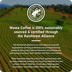 Brewed Wawa hazelnut coffee in cup on counter demonstrating smooth pour