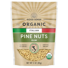 Waymouth Farms package front view highlighting organic Italian pine nuts and freshness