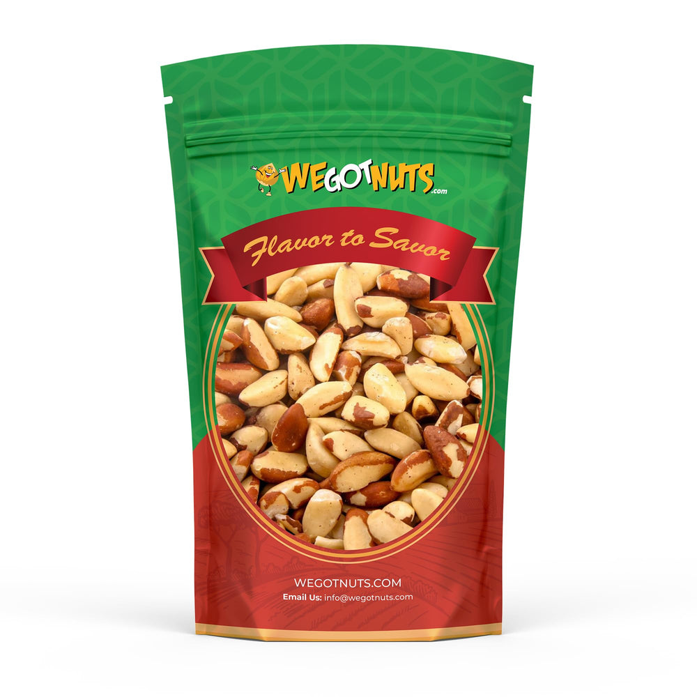We Got Nuts front packaging showing 3 lb bag and resealable feature benefits
