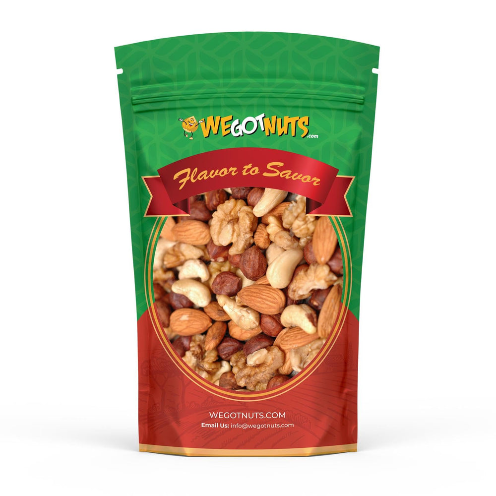 We Got Nuts front packaging shows 3 lb resealable bags preserving freshness