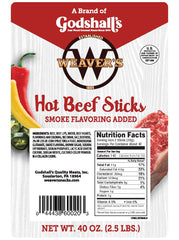 WEAVER'S close-up of beef stick texture highlighting savory, spicy bite