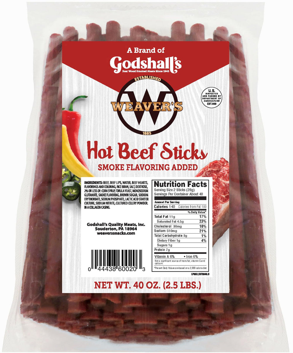 WEAVER'S front packaging showing 40 oz bag and bold hot flavor benefit