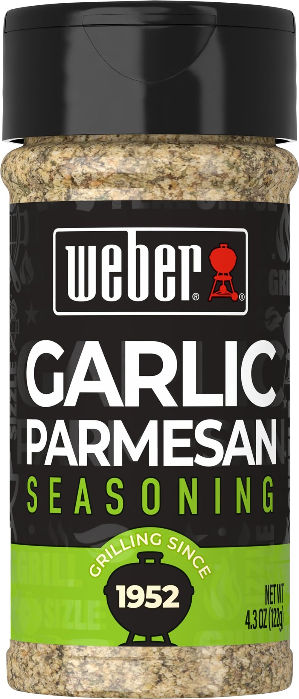 Weber front packaging showing shaker and brand, highlights convenience