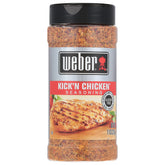 Weber Kick'n Chicken front packaging showing shaker, bright flavor