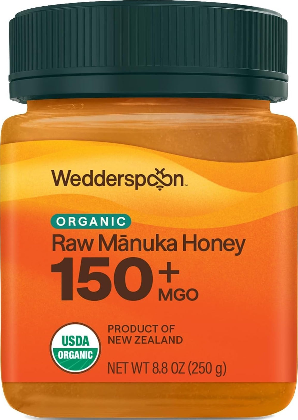 Wedderspoon front jar view showing product and packaging benefits