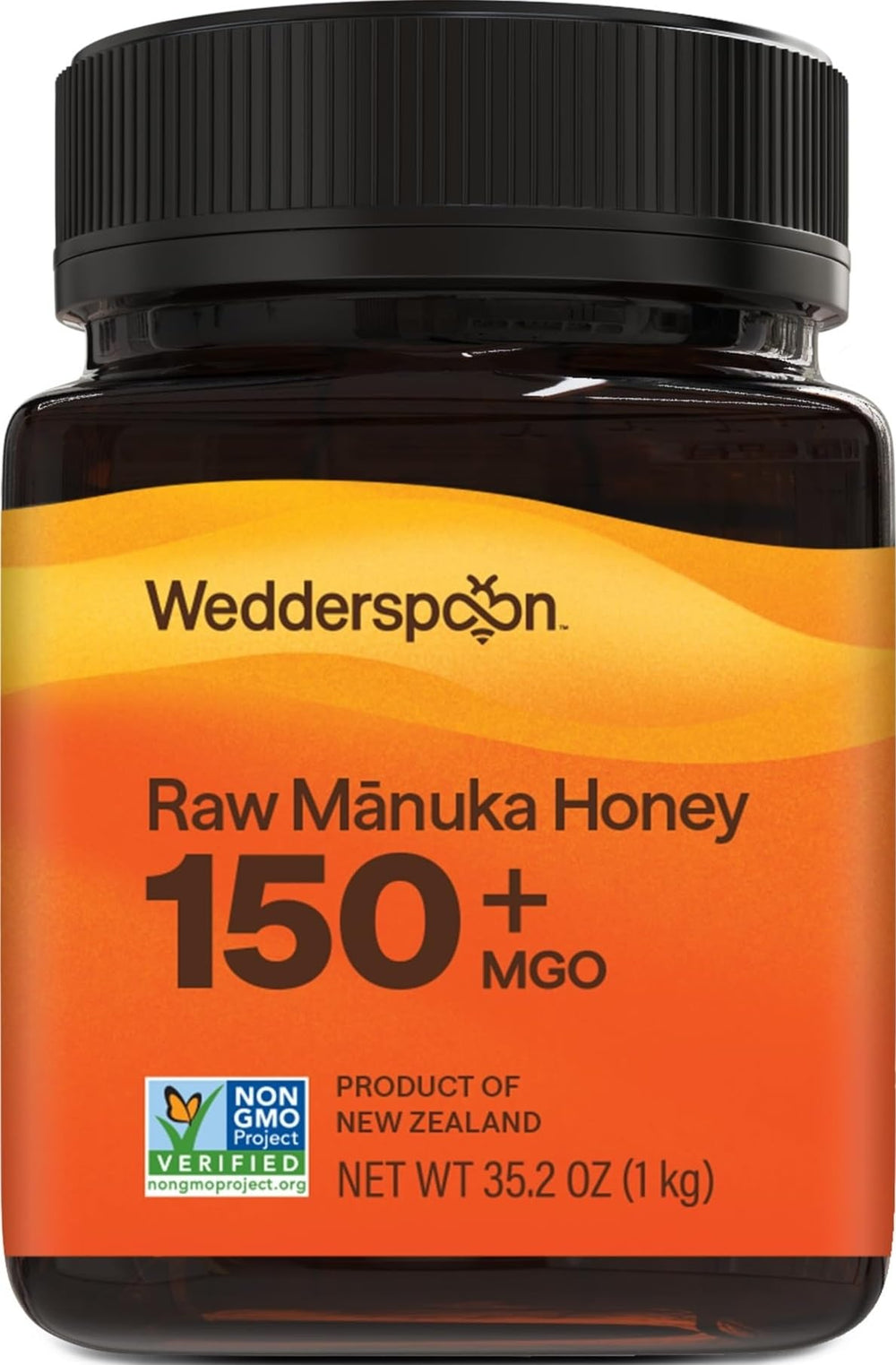 Wedderspoon jar front view showing product and size, clear branding benefit