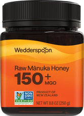 Wedderspoon jar front view showing honey and easy-open lid benefit convenience