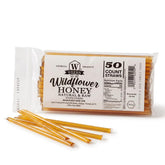 Weeks Honey Farm front packaging showing 50-count convenience and raw honey benefit