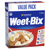 Weet-Bix front packaging by Sanitarium showing 1.2 kg family pack convenience