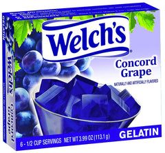 Welch's front packaging showing 12 grape gelatin cups for easy snacking