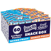 Welch's front box showing mixed fruit and mango peach flavors and easy grab-and-go appeal