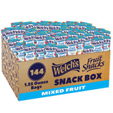 Welch's front packaging showing 144-count mixed fruit pack and clear branding benefits convenience