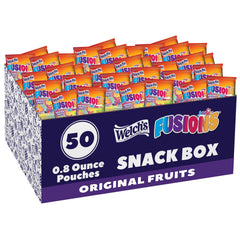 Welch's front packaging showing the 50-count fusion snack box and convenience