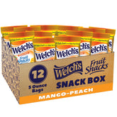Welch's front box showing mango peach snack packs and easy grab convenience