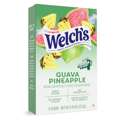 Welch's powder pouring into bottle demonstrating quick mixability and travel use
