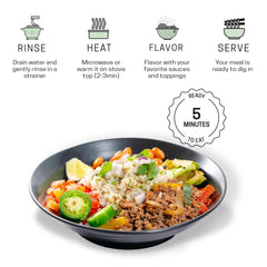 Close-up of Well Lean konjac rice texture showing oat fiber for better bite