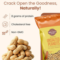 Wellsley Farms hand cracking a peanut shell demonstrating interactive snack fun