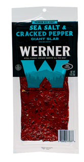 Werner front packaging showing sea salt cracked pepper flavor and convenience