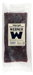 Werner teriyaki slab front packaging showing bulk 10-count and convenient snacking